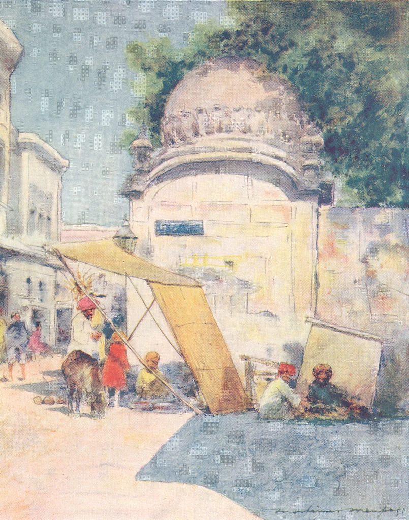 INDIA. At a street corner, Amritsar 1905 old antique vintage print picture